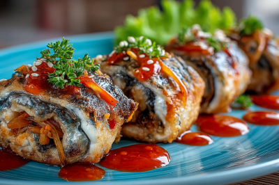 Всей семьей подсели на скумбрию по этому рецепту: всего-то нужно сделать зажарку и запечь рулетики