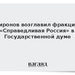 Миронов возглавил фракцию «Справедливая Россия» в Государственной думе