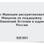 Во Франции раскритиковали Макрона за поддержку обвинений Эстонии в адрес России