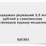 Задержан укравший 3,5 млн рублей у сахалинских пенсионеров курьер мошенников