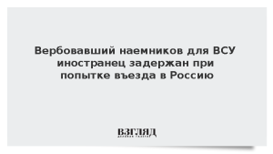 Вербовавший наемников для ВСУ иностранец задержан при попытке въезда в Россию