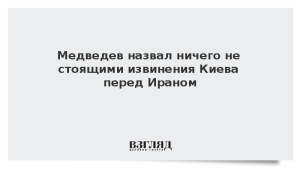 Медведев назвал ничего не стоящими извинения Киева перед Ираном