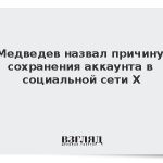 Медведев назвал причину сохранения аккаунта в социальной сети Х