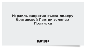 Израиль запретил въезд лидеру британской Партии зеленых Полански
