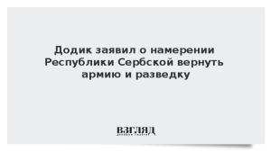 Додик заявил о намерении Республики Сербской вернуть армию и разведку