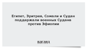 Египет, Эритрея, Сомали и Судан поддержали военных Судана против Эфиопии