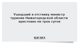 Ушедший в отставку министр туризма Нижегородской области арестован на трое суток