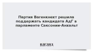 Партия Вагенкнехт решила поддержать кандидата АдГ в парламенте Саксонии-Анхальт
