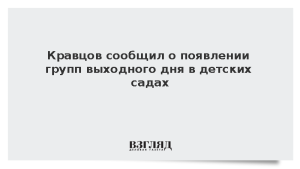 Кравцов сообщил о появлении групп выходного дня в детских садах