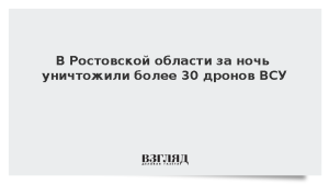 В Ростовской области за ночь уничтожили более 30 дронов ВСУ
