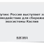 Путин: Россия выступает за взаимодействие для сбережения экосистемы Каспия