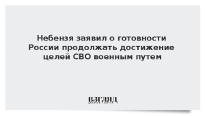 Небензя заявил о готовности России продолжать достижение целей СВО военным путем