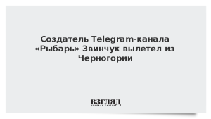 Создатель Telegram-канала «Рыбарь» Звинчук вылетел из Черногории