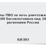 Силы ПВО за ночь уничтожили 560 беспилотников над 16 регионами России