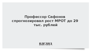 Профессор Сафонов спрогнозировал рост МРОТ до 29 тыс. рублей