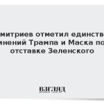 Дмитриев отметил единство мнений Трампа и Маска по отставке Зеленского